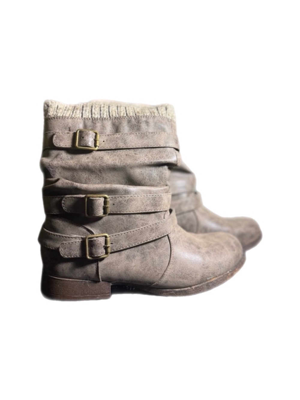 Women’s Casual Buckle Ankle Boots in Taupe